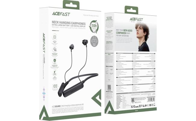 ACEFAST N8 Neck Hanging Wireless Earphones IPX4 Waterproof LED Display Bluetooth-compatible Earphones - Balck